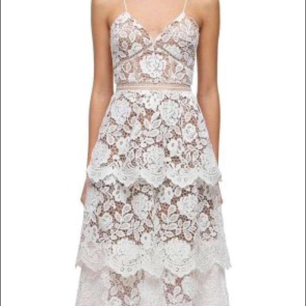 Self-Portrait Flower Lace Maxi Tiered Dress